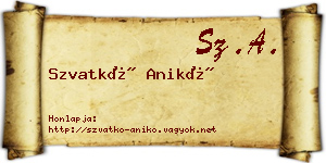 Szvatkó Anikó névjegykártya